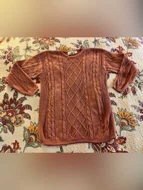 Vintage 80’s Paul Harris Design Sweater Pullover Salmon Large Knit Mens